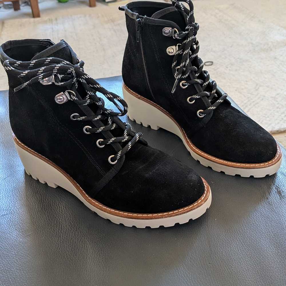 Copper Key Black Lace Up Boots with Rugged Design
